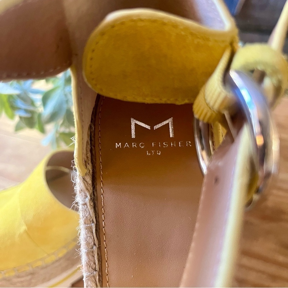 Marc Fisher Sammy Yellow Suede Espadrille Wedge Platform Sandel 9.5 NWOB - Picture 5 of 16